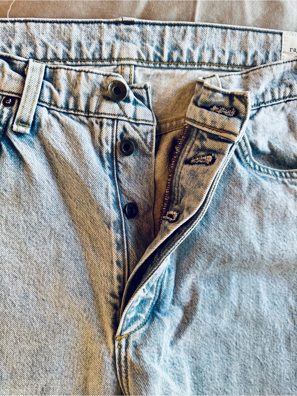RAG & BONE Button Fly Straight Leg Light Blue Jeans - Picture 9 of 16